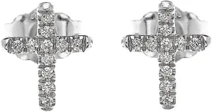 White Gold Diamond Cross Elegant Stud Earrings