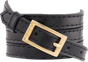 Woman wrap Genuine Leather Bracelet | Twists Four Times Around The Wrist | Ironwork Plated in Gold Buckle for Closure | Adjustable Size | Handmade Jewelry