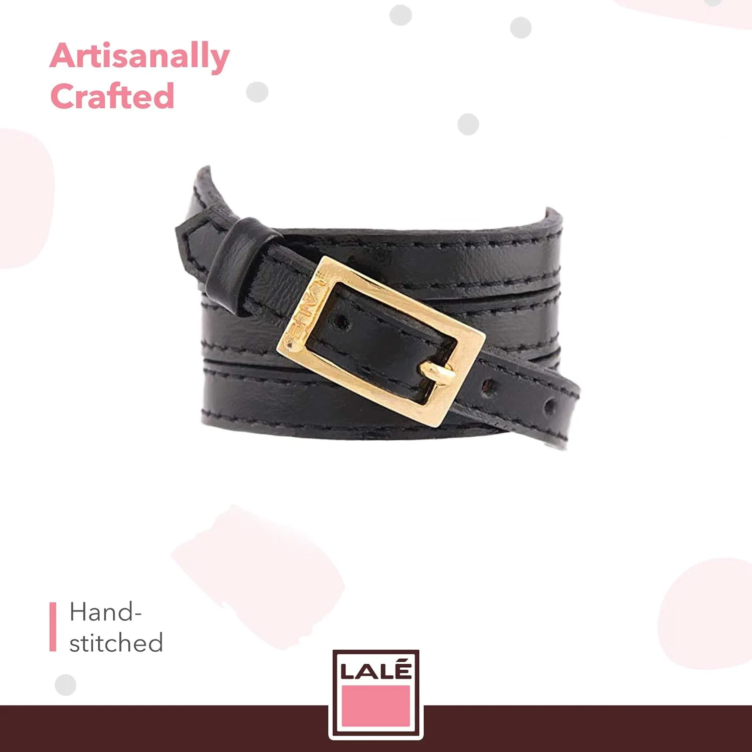 Woman wrap Genuine Leather Bracelet | Twists Four Times Around The Wrist | Ironwork Plated in Gold Buckle for Closure | Adjustable Size | Handmade Jewelry
