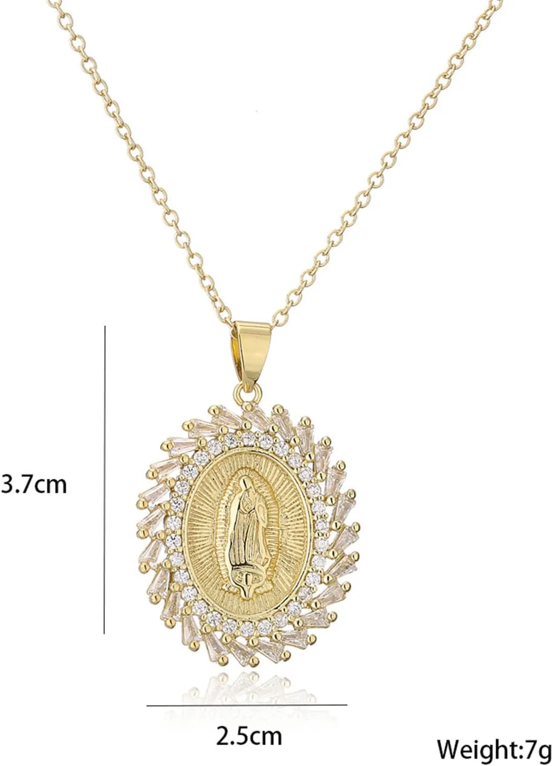 Women Crystal Rhinestone Christian Jewelry Virgin Mary Pendant Necklace