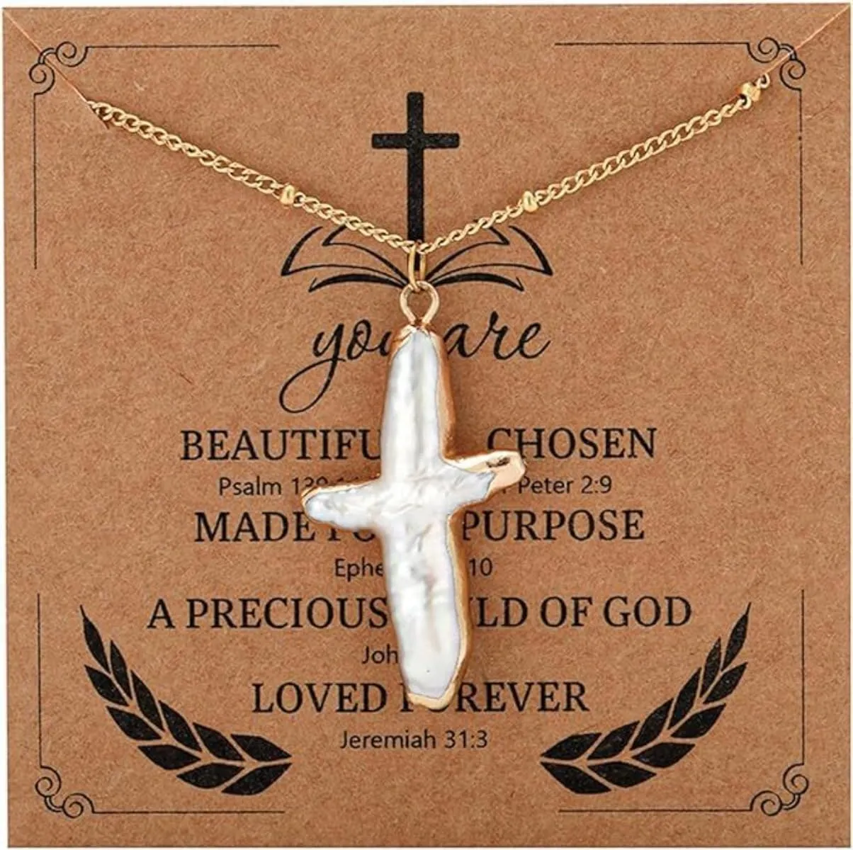 Women's Pearl Cross Exquisite Nature Freshwater Pearl Cross Necklace Exquisite Baroque Pearl Necklace
