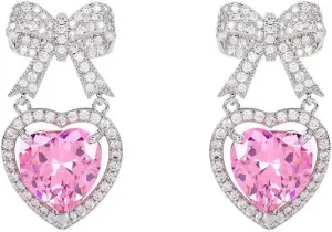 Women's Pendant Earrings with Zircon Bow Earrings, Fashionable Luxury Women's Earrings, Designed for Fashionable Women, Suitable for Holiday Jewelry Gifts