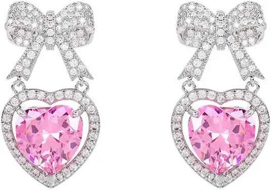 Women's Pendant Earrings with Zircon Bow Earrings, Fashionable Luxury Women's Earrings, Designed for Fashionable Women, Suitable for Holiday Jewelry Gifts