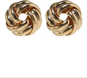 Women's Small Gold Plated Twisted Knot Stud Earrings, Trendy, Love Knot Earrings