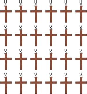 Wood Cross Necklace Bulk for Easter Bible Verse Party Favor, Wooden Crosses Pendants Necklaces for Christian Gifts,Wooden Crucifix Pendant Necklace for Women and Men