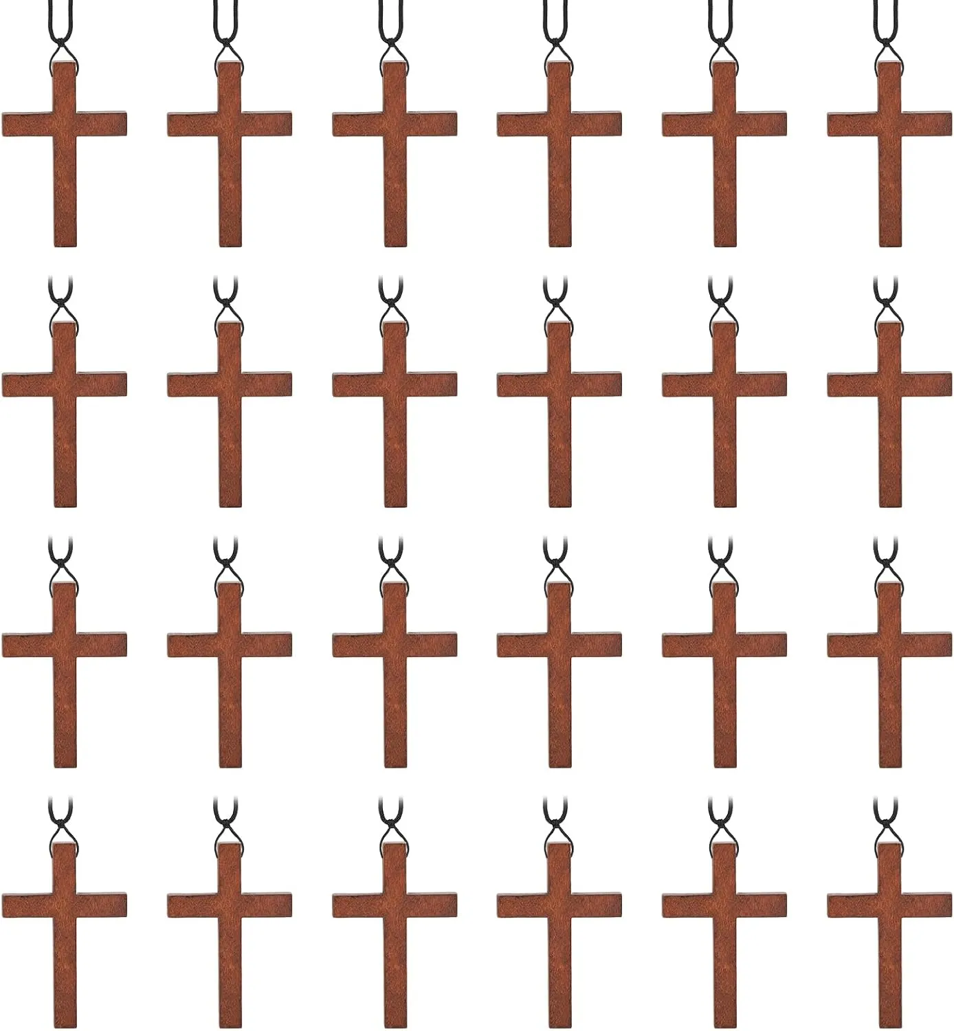 Wood Cross Necklace Bulk for Easter Bible Verse Party Favor, Wooden Crosses Pendants Necklaces for Christian Gifts,Wooden Crucifix Pendant Necklace for Women and Men