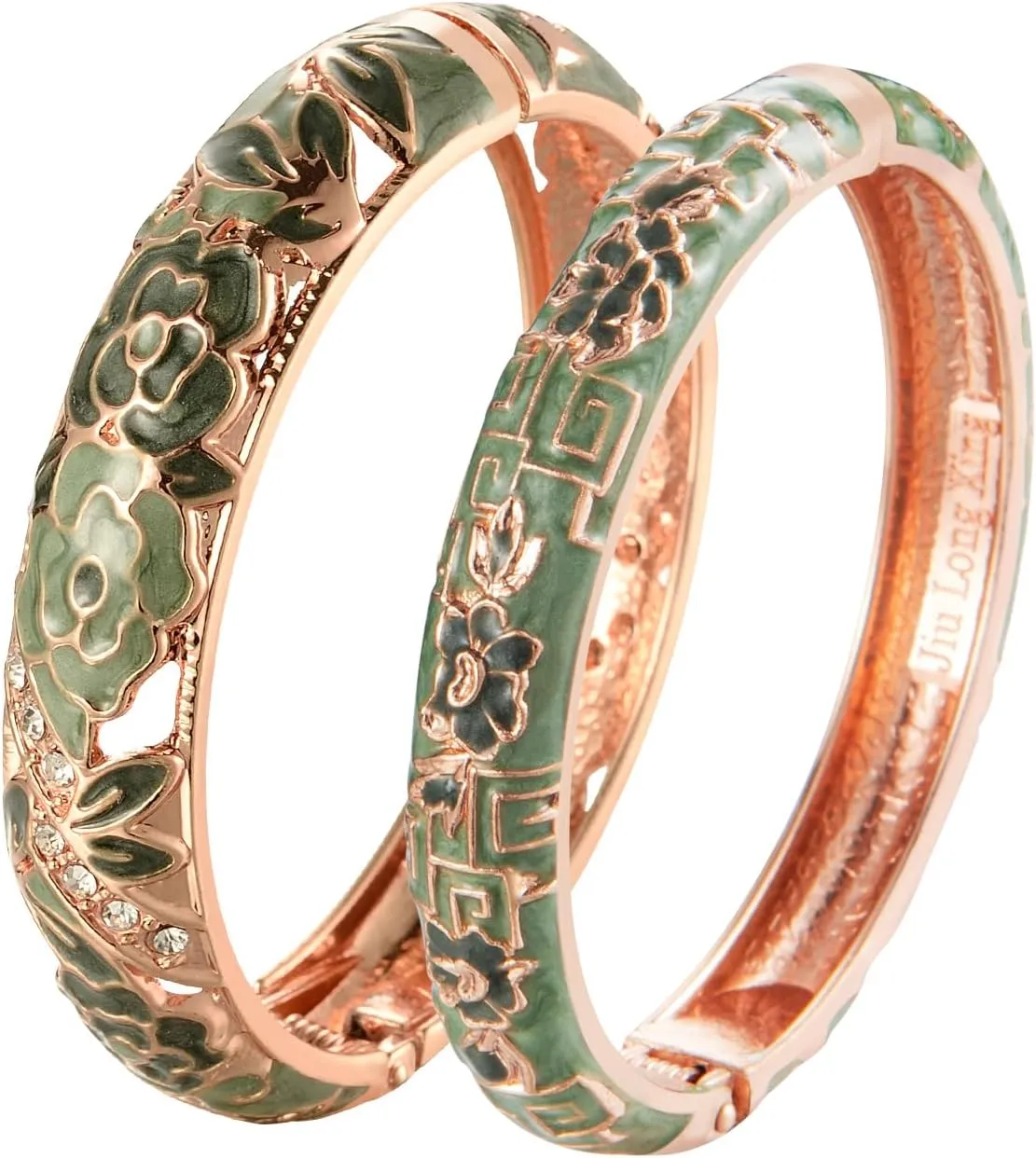 wynameleri Vintage Cloisonne Jewelry Gorgeous Rhinestone Handcrafted Bracelets Enamel Flower Bird Gold Hinged Cuff Bangles Gifts 88A