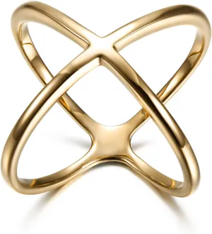 X Criss Cross Rings Statement Rings Parallel Bar for Women Touch of Luxury Fashion Effortlessly Cocktail Charming Enhancer Finger Bands for Men and Unisex Adult Jewelry