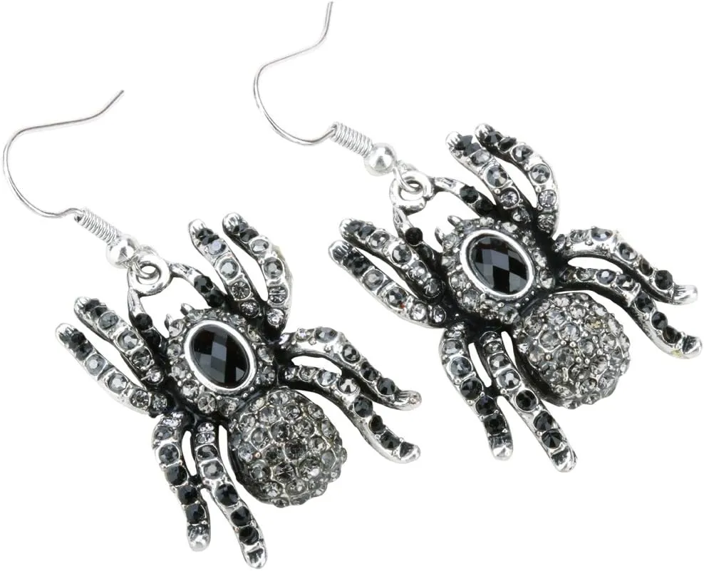 YACQ Women's Spider Dangle Earrings - Lead & Nickle Free - 2 Inches Long - Halloween Costume Accessories Jewelry