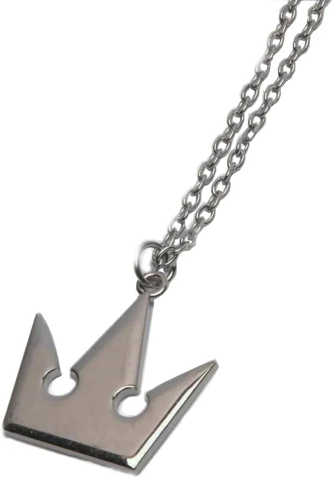 yakangda Kingdom Hearts Sora Necklace Plated Halloween Cosplay Costume Sora Necklace Silver Crown Pendant Necklace Accessory