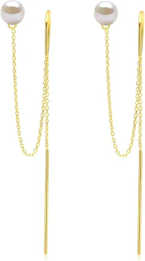 YAMI Drop Dangle Earrings for Women, 925 Sterling Silver Hypoallergenic Earrings for Sensitive Ears, Double Hole Earrings