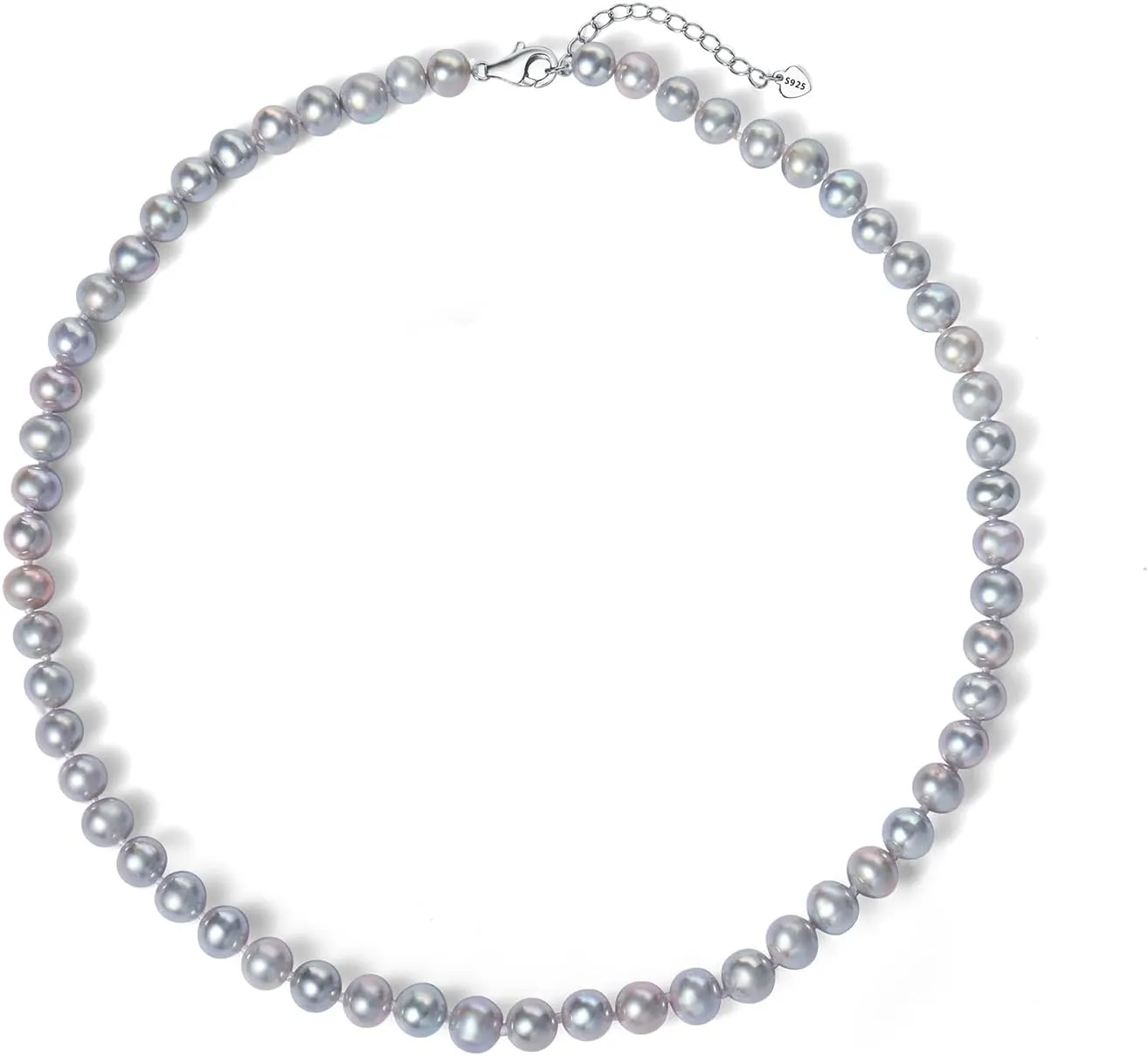 YAMI Saltwater Cultured Grey Pearl Necklace Set, Includes Stunning Bracelet and Stud Earrings, S925 Sterling Silver Adjustable Clasp, Anniversary Mother's Day Jewelry Gifts for Women