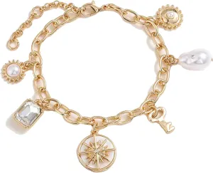 YANCHUN Charm Bracelets for Women Shell Starfish Heart Bracelet Jewelry Beach Vacation Outfits Summer Dresses for Women 2024 Trendy Pearl Bracelet Gifts for Teen Girls