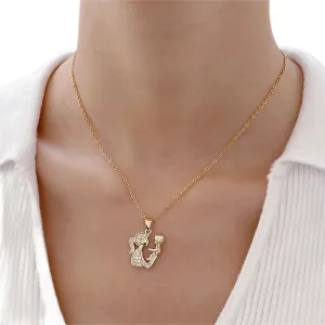 YienDoo Mom Holding Son Daughter Crystal Necklace Gold Pave Rhinestone Parent and Child Family Necklace Mother and Child Family Love Pendant Necklace Charm Jewellery for Women and Girls