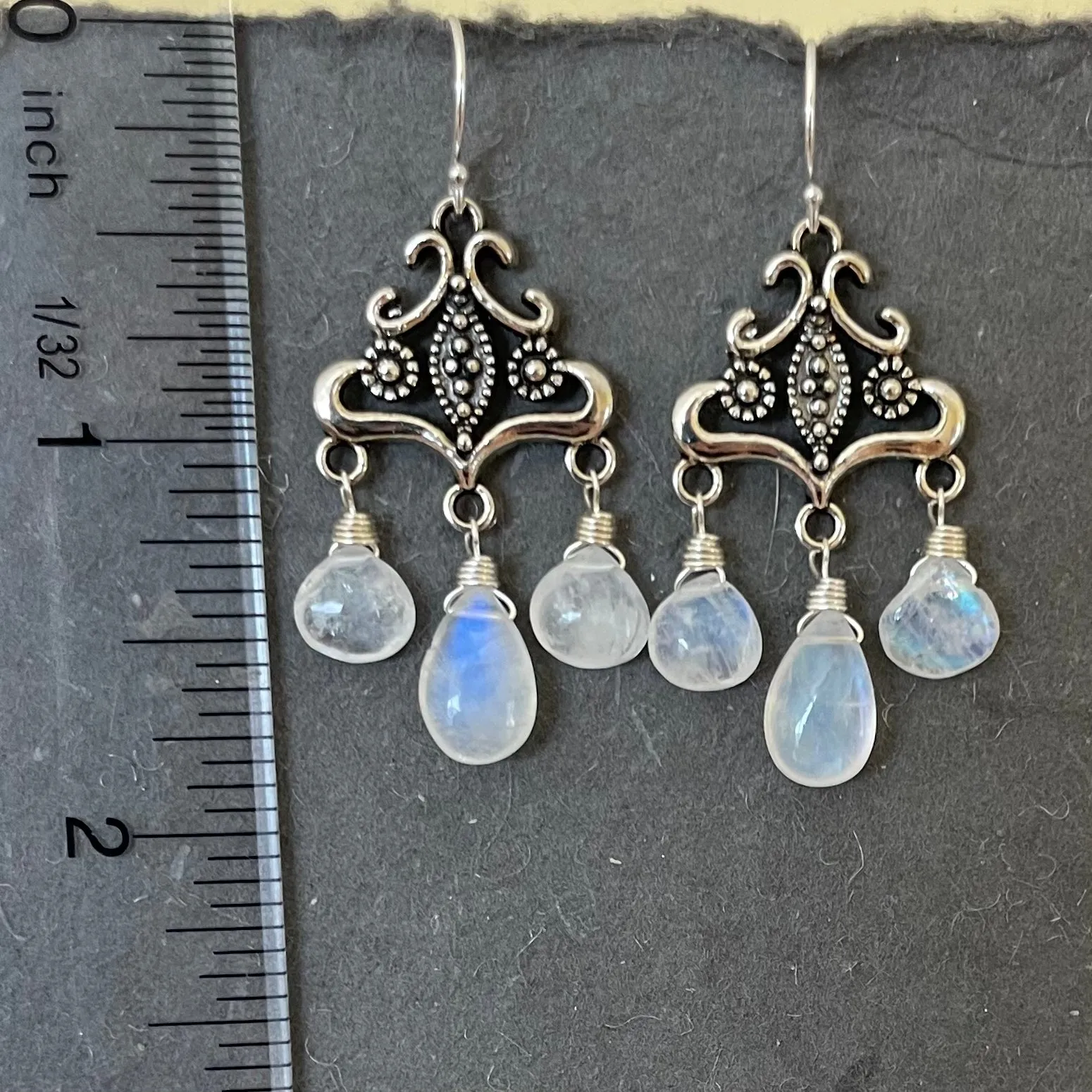 You must be royalty, rainbow moonstone Chandelier Earrings