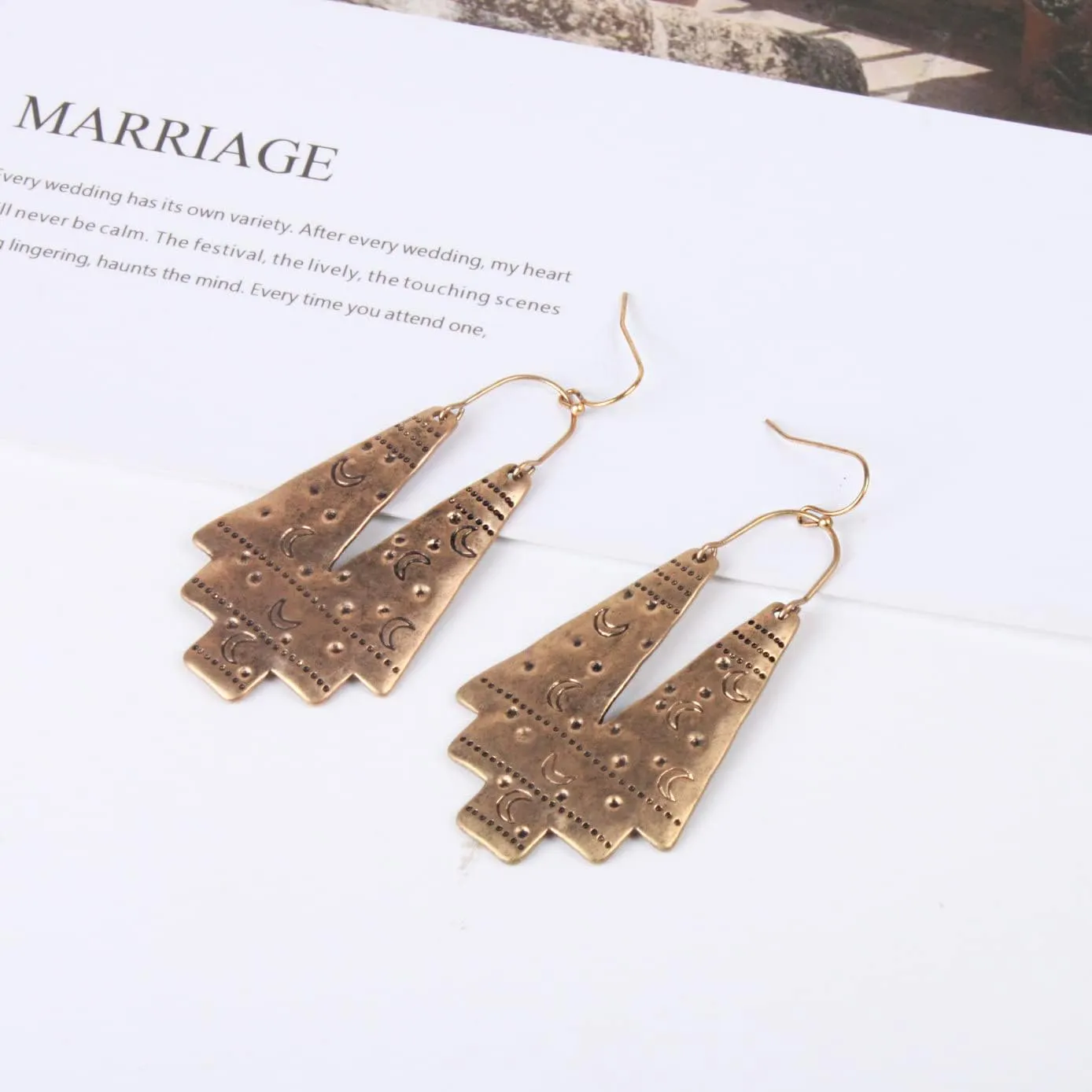 Zealmer Gold Geometric Earrings Statement Vintage Boho Ethnic Earrings Hollow Out Fan Shape Dangle Drop Earrings for Women Birthday Christmas Valentines Day Gift