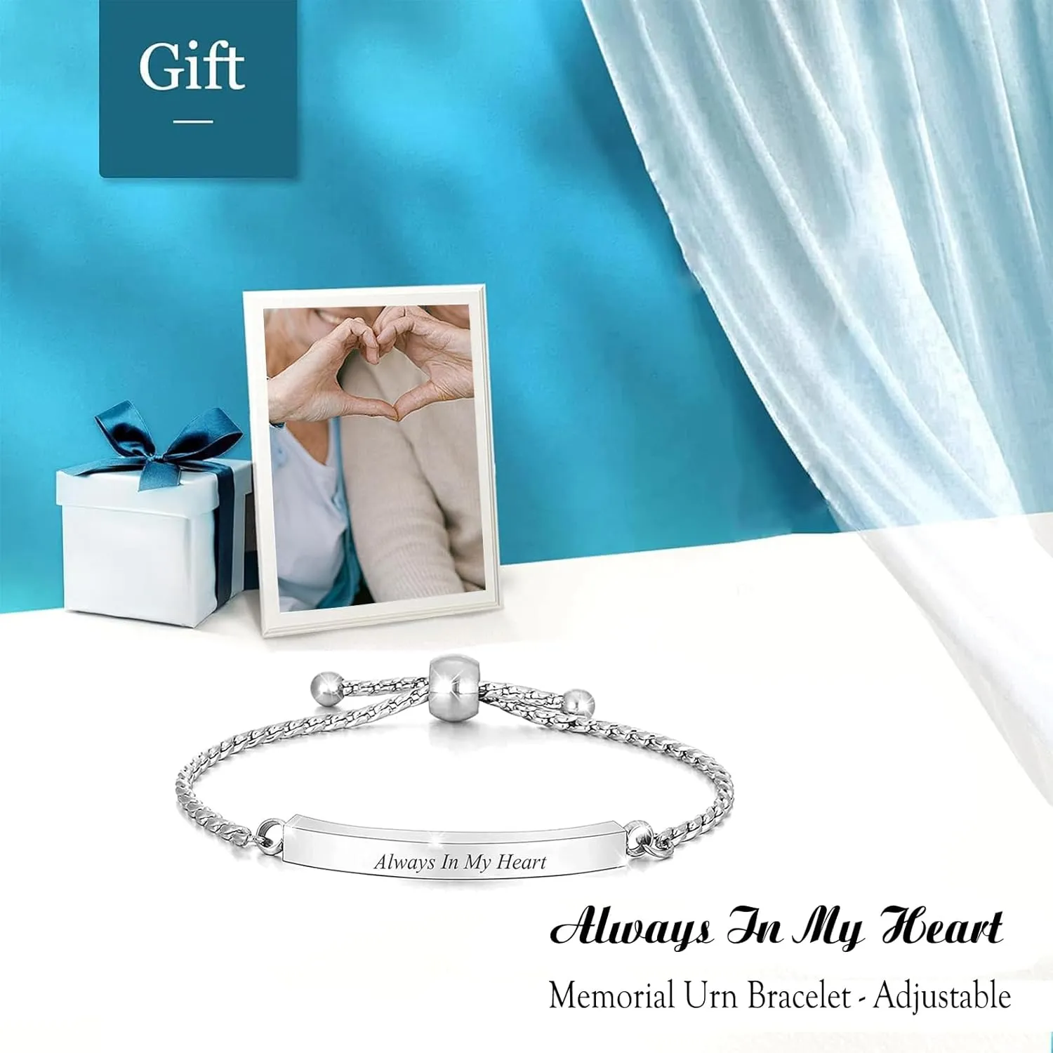 zeqingjw Heart Cremation Bracelet for Ashes Stainless Steel Urn Bangles for Ashes Memorial Keepsake Cremation Memorial Urn Bracelet - Adjustable,Free Fill Kit