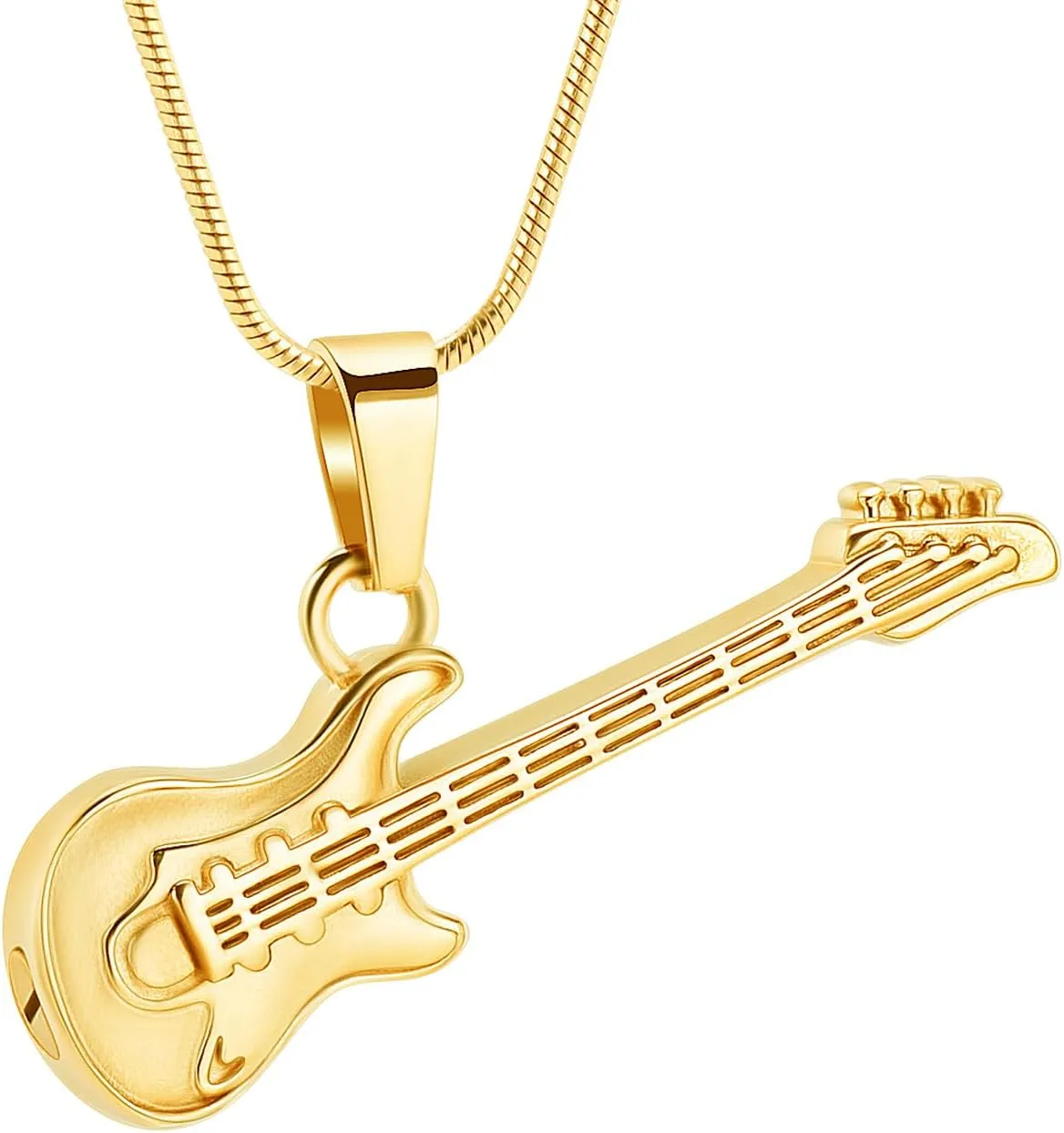 ZEZILE Custom Name Stainless Steel Guitar Shape Necklace For Men Pendants Snake Chain Men Necklaces