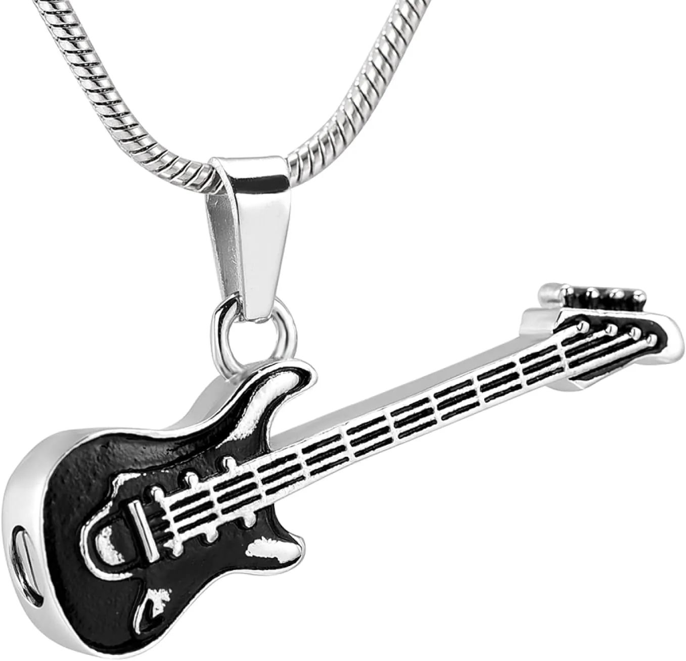 ZEZILE Custom Name Stainless Steel Guitar Shape Necklace For Men Pendants Snake Chain Men Necklaces