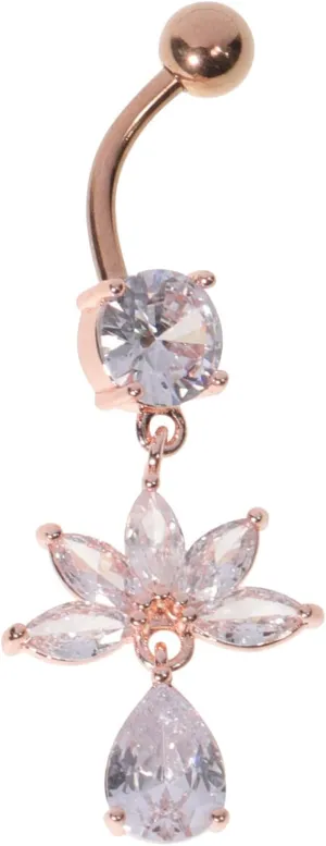 Zircon Belly Button Ring Stainless Steel Navel Jewelry with Dangle Design for Parties Clubs and Beach Wear Enhances Women Elegance and Charm