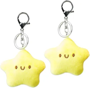 ZORZA 2Pcs Cute Plush Star Keychain Kawaii Star Pendant Keyring with Squeaky Sound Charming Plush Keyring for Backpacks Handbags Purses Fashionable Women's Keyrings Car Key Chain Accessory