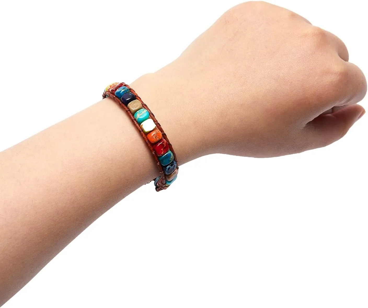 ZOSOJONA 7 Chakra Bracelet Bohemian Handmade Leather Wrap Healing Protection Natural Stone Yoga Beaded Bracelets Boho Friendship Jewelry