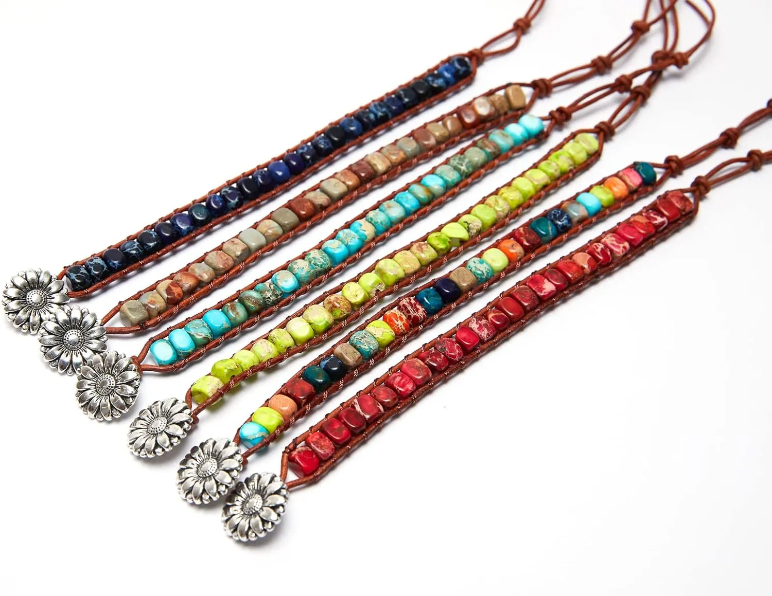 ZOSOJONA 7 Chakra Bracelet Bohemian Handmade Leather Wrap Healing Protection Natural Stone Yoga Beaded Bracelets Boho Friendship Jewelry