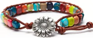 ZOSOJONA 7 Chakra Bracelet Bohemian Handmade Leather Wrap Healing Protection Natural Stone Yoga Beaded Bracelets Boho Friendship Jewelry