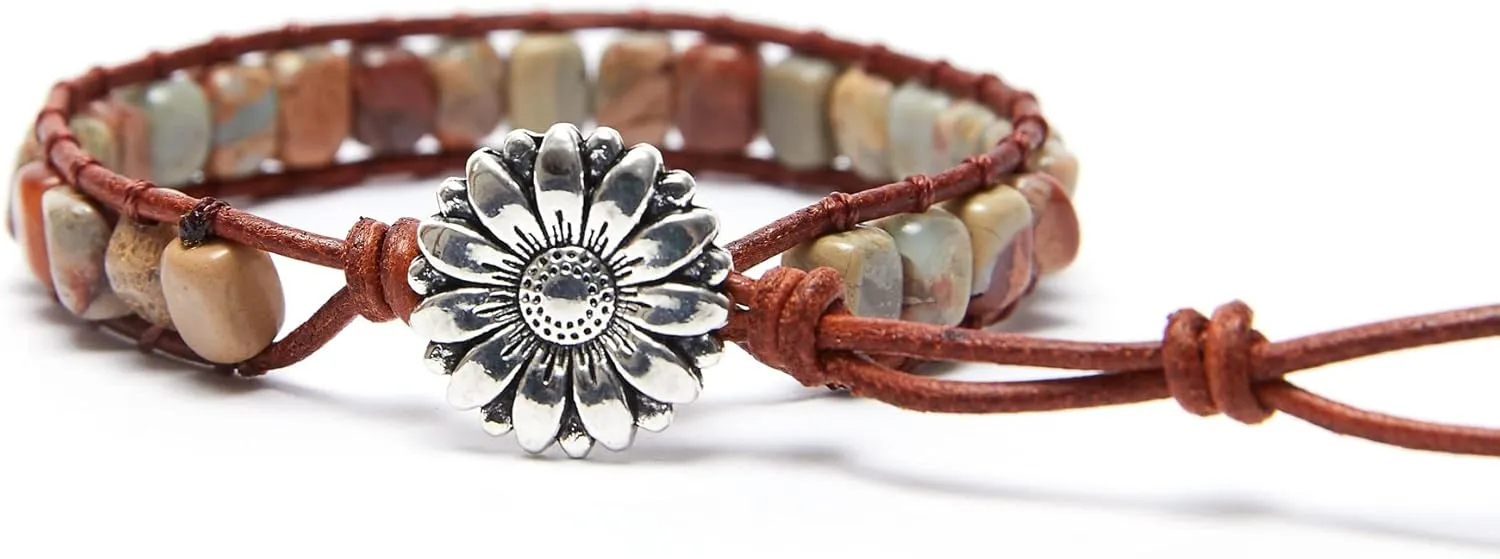 ZOSOJONA 7 Chakra Bracelet Bohemian Handmade Leather Wrap Healing Protection Natural Stone Yoga Beaded Bracelets Boho Friendship Jewelry